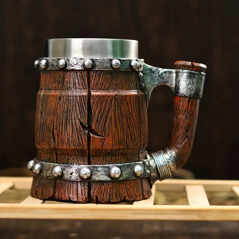 Rustic Warrior Wooden Barrel Mug