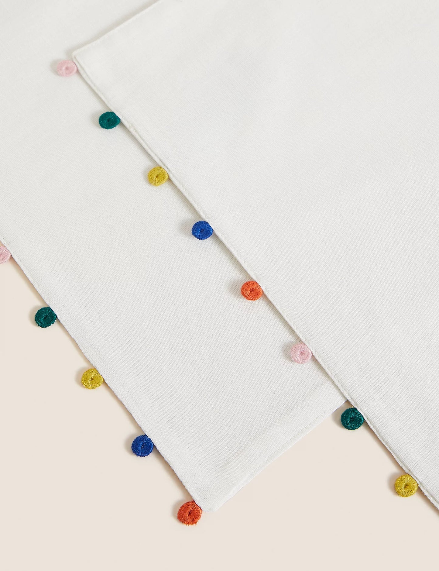 Set of 2 Cotton Rich Pom Pom Placemats