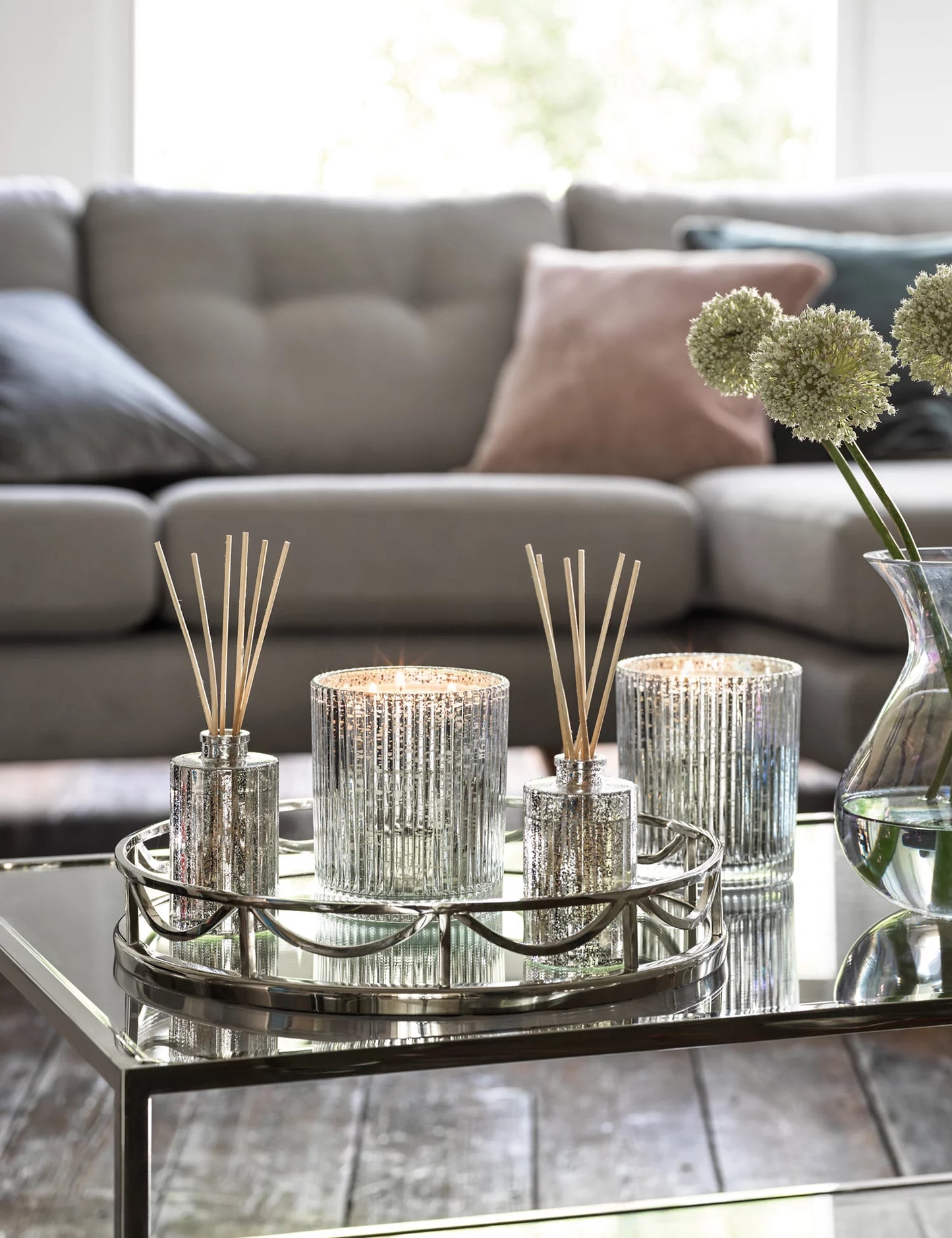 Deco Mirrored Round Tray