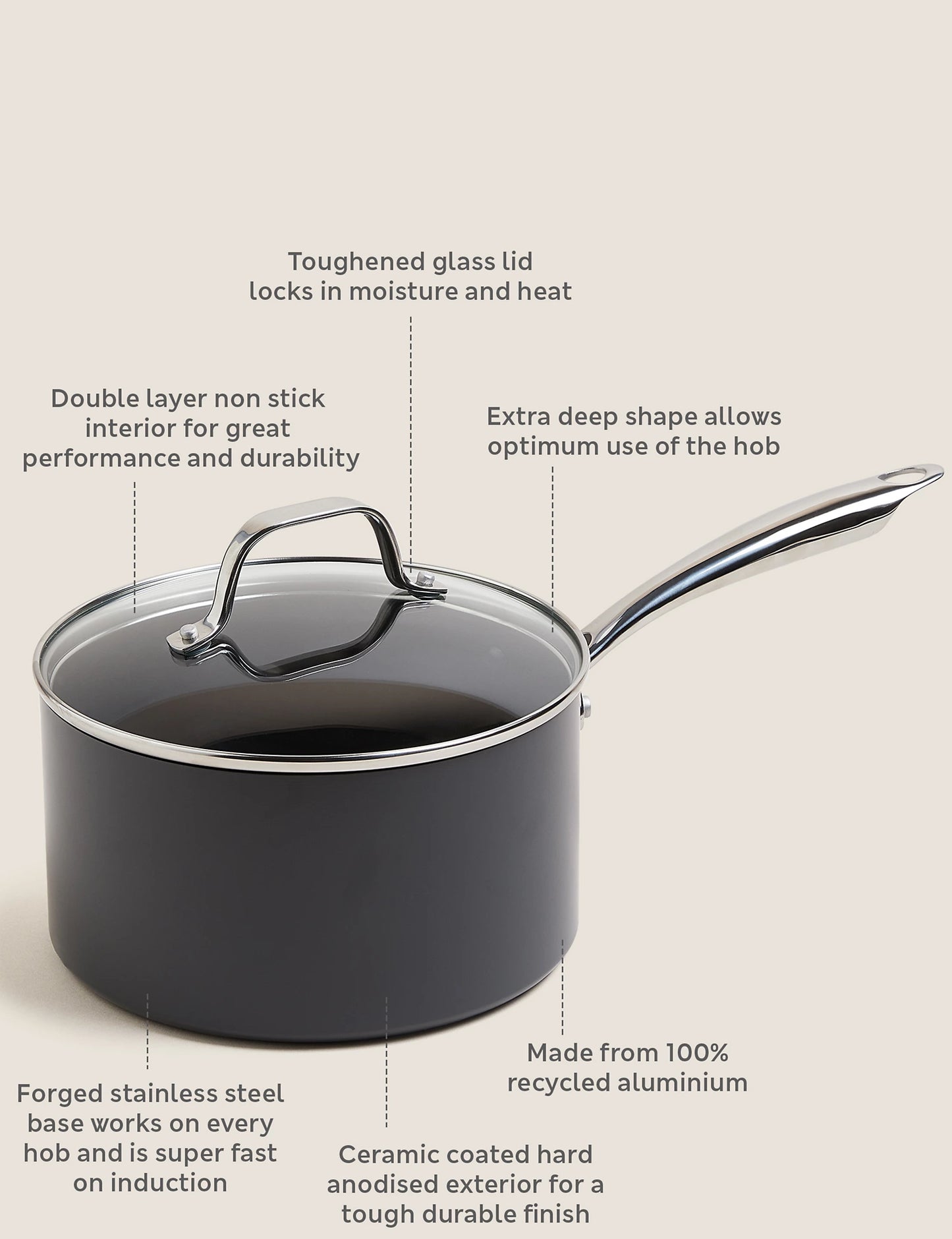 Hard Anodised 20cm Saucepan