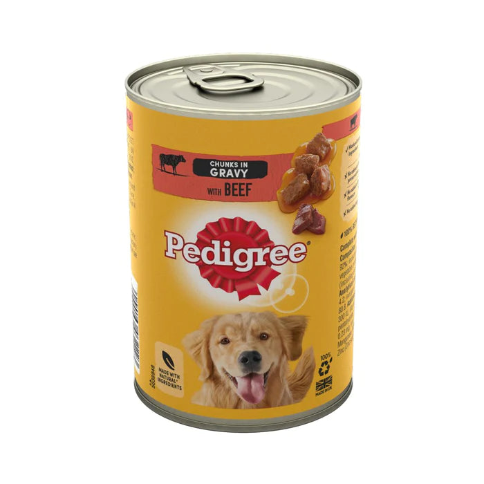 Pedigree Adult Wet Dog Food Tin Beef in Gravy 400g Pack size: Case of 12