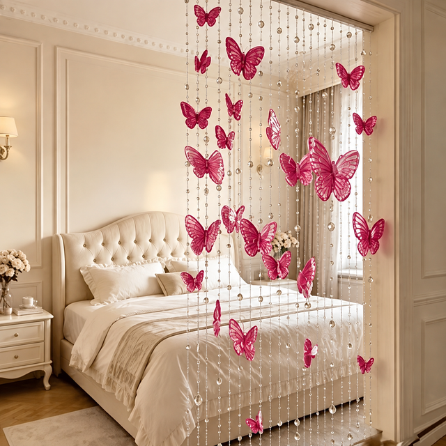 ose Red Butterfly Crystal Beaded Curtain