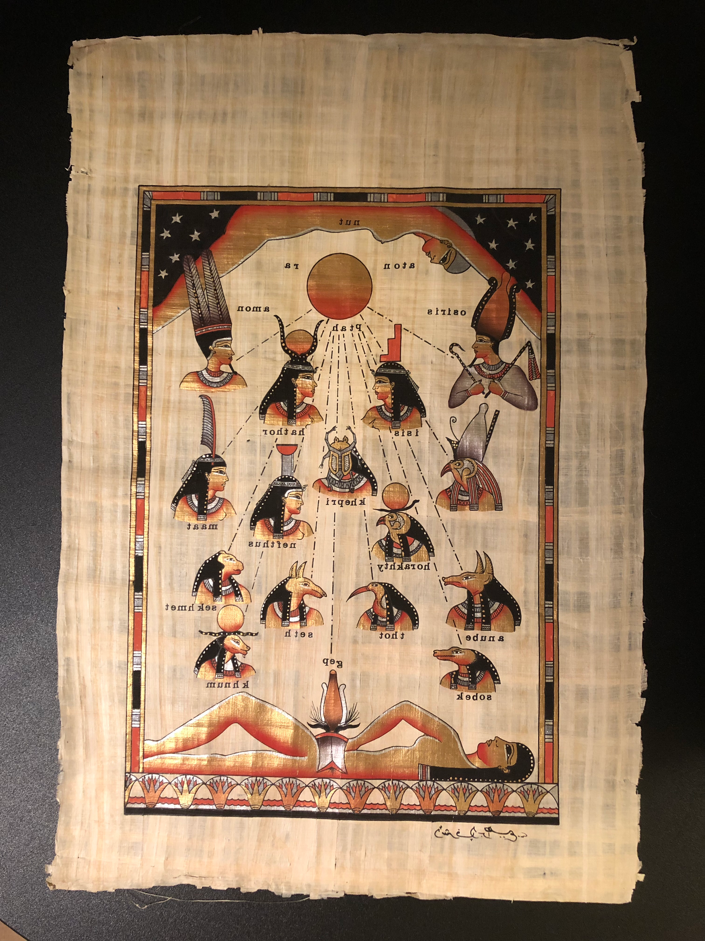 Original papyrus paper ( the Egyptian goddesses)