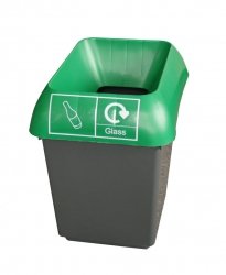 30L Recycling Bin with Green Lid & Glass Logo Pack size: Case of 1