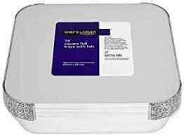 Chef's Larder 14 Square Foil Trays with Lids 241mm