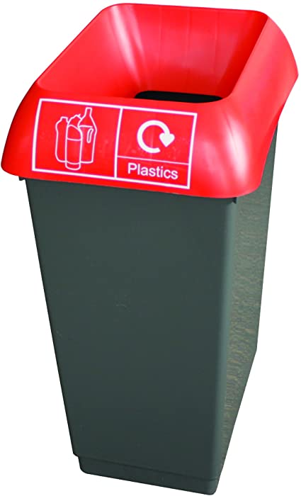 50L Recycling Bin with Red Lid & Plastics Logo Pack size: Case of 1