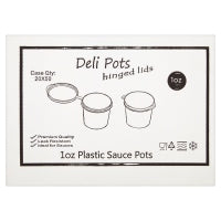 Deli Pots Hinged Lids 1oz Plastic Sauce Pots