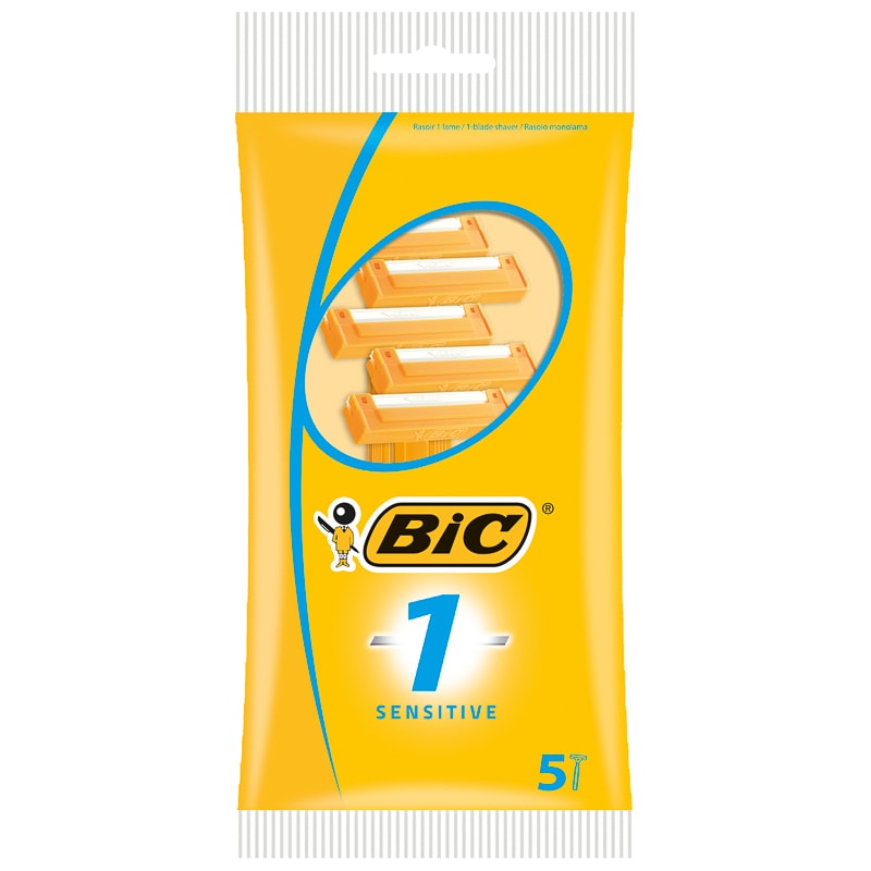 BIC 1 Sensitive Disposable Razors 5 Pack Case of 10