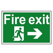 Fire Exit Sign (Arrow Right) - Self Adhesive Pack size: Case of 1