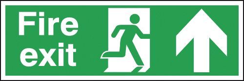Fire Exit Sign (Arrow up) - Self Adhesive Pack size: Case of 1