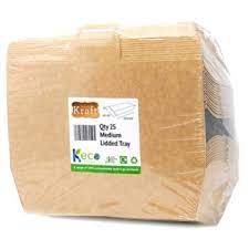 Simply Kraft 25 Medium Lidded Tray 220 x 95 x 60mm