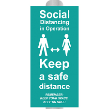 Social Distancing in Operation (A) Post/Bollard Sign - CRX (800mm high for 200mm dia. post)
