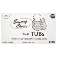Smart Choice C500 Plastic Tubs Microwave Safe Containers & Lids 250 Sets case of 4