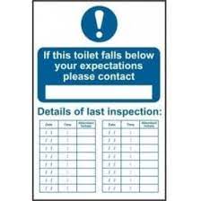 If This Toilet Falls Below Your Expectations / Inspection Log SignPack size: Case of 1