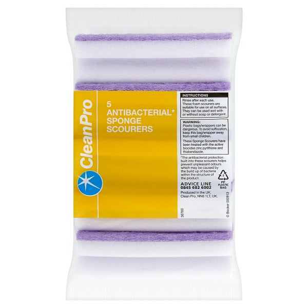Clean Pro 5 Antibacterial Sponge Scourers