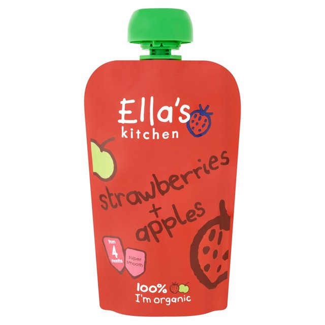 Ella's Kitchen Organic Strawberries and Apples Baby Pouch 4+ Months 120g Pack size: Case of 7