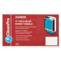 CleanPro 'C' Fold Blue Paper 1 Ply 12 Packs 210 Towels