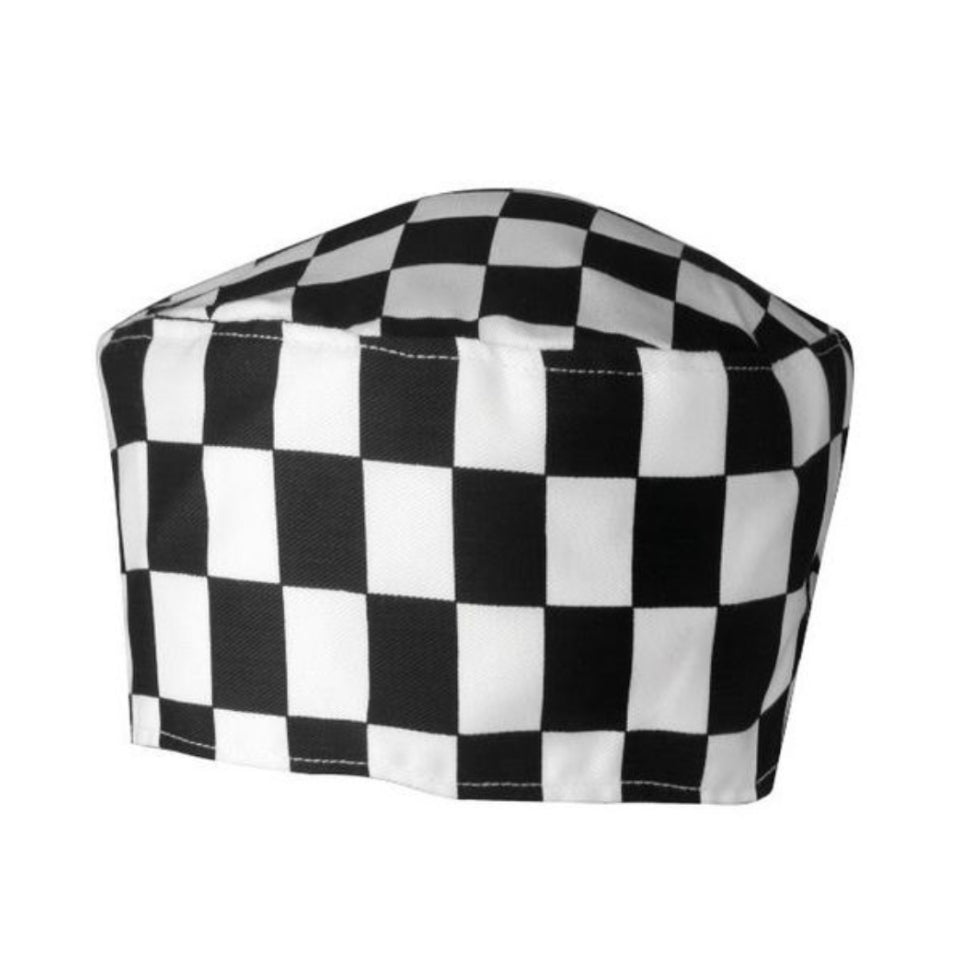 Chef Skull Cap Black/White Check - Pack of 2 Pack size: Case of 1