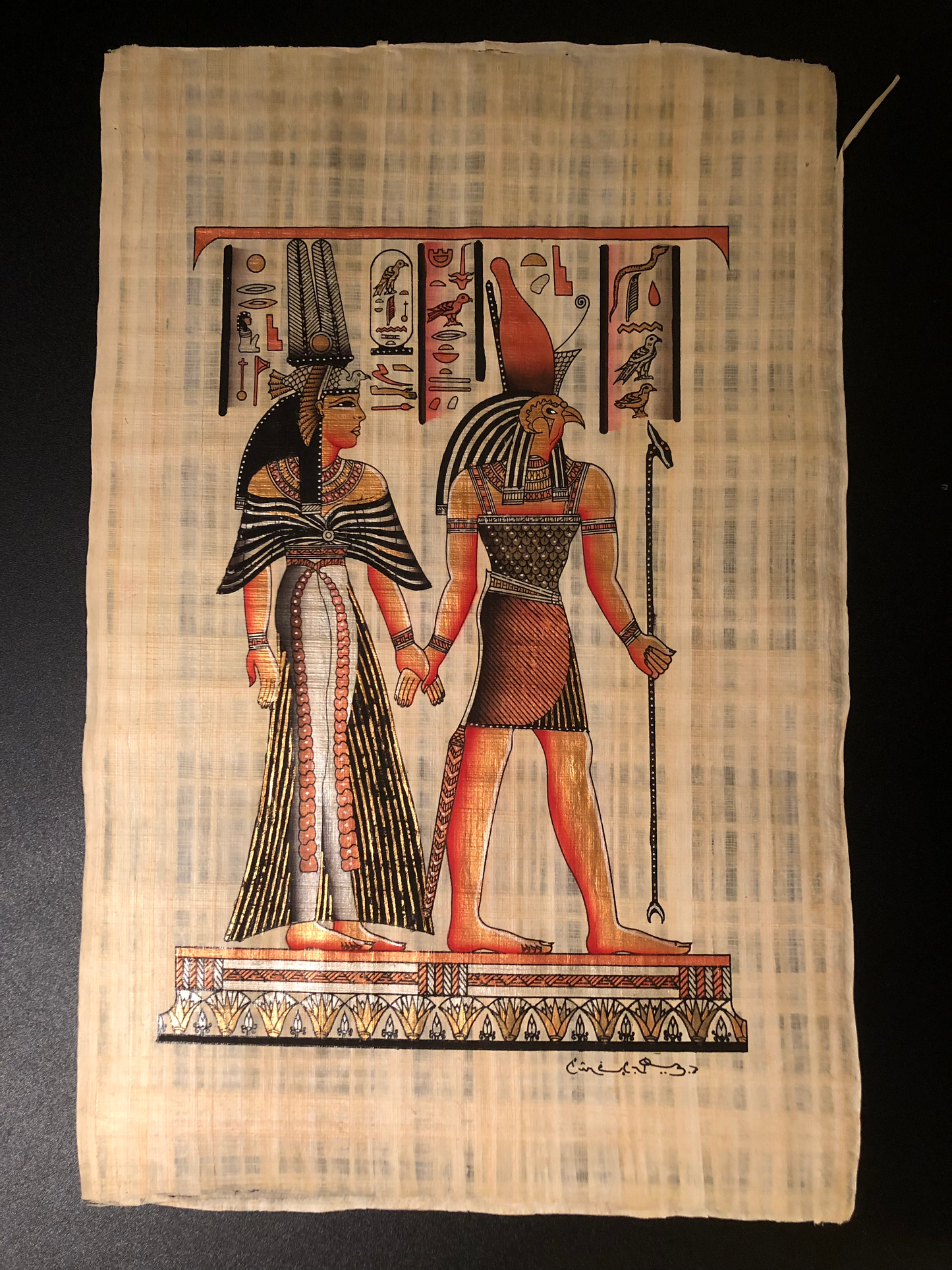 Original papyrus paper (the queen with the god of protection)