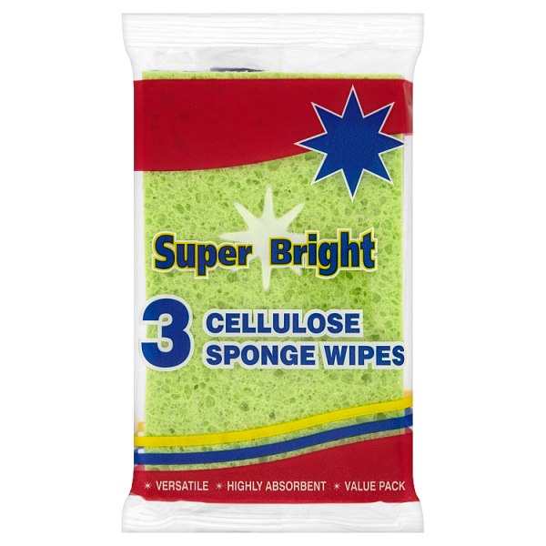 Super Bright 3 Cellulose Sponge Wipes