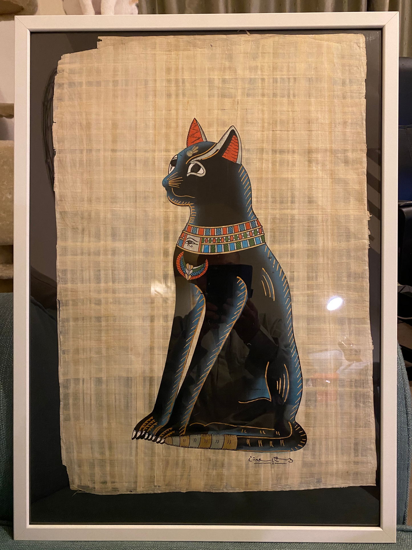 Original papyrus paper ( the goddess Bastet )