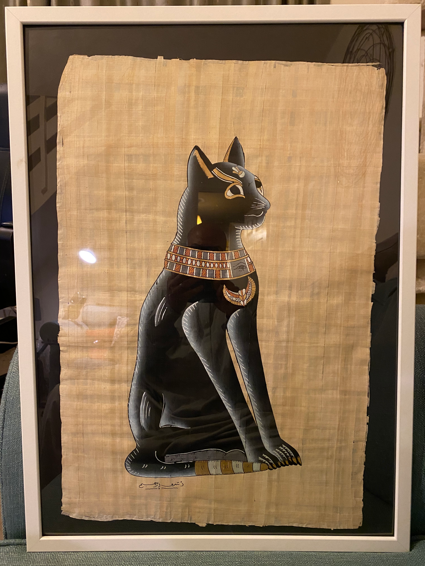 Original papyrus paper ( the goddess Bastet )