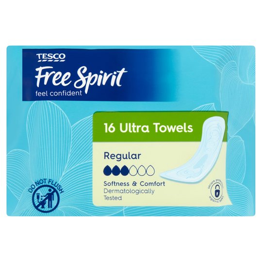 Tesco Free Spirit Ultra Regular Sanitary Towels 16 Pack