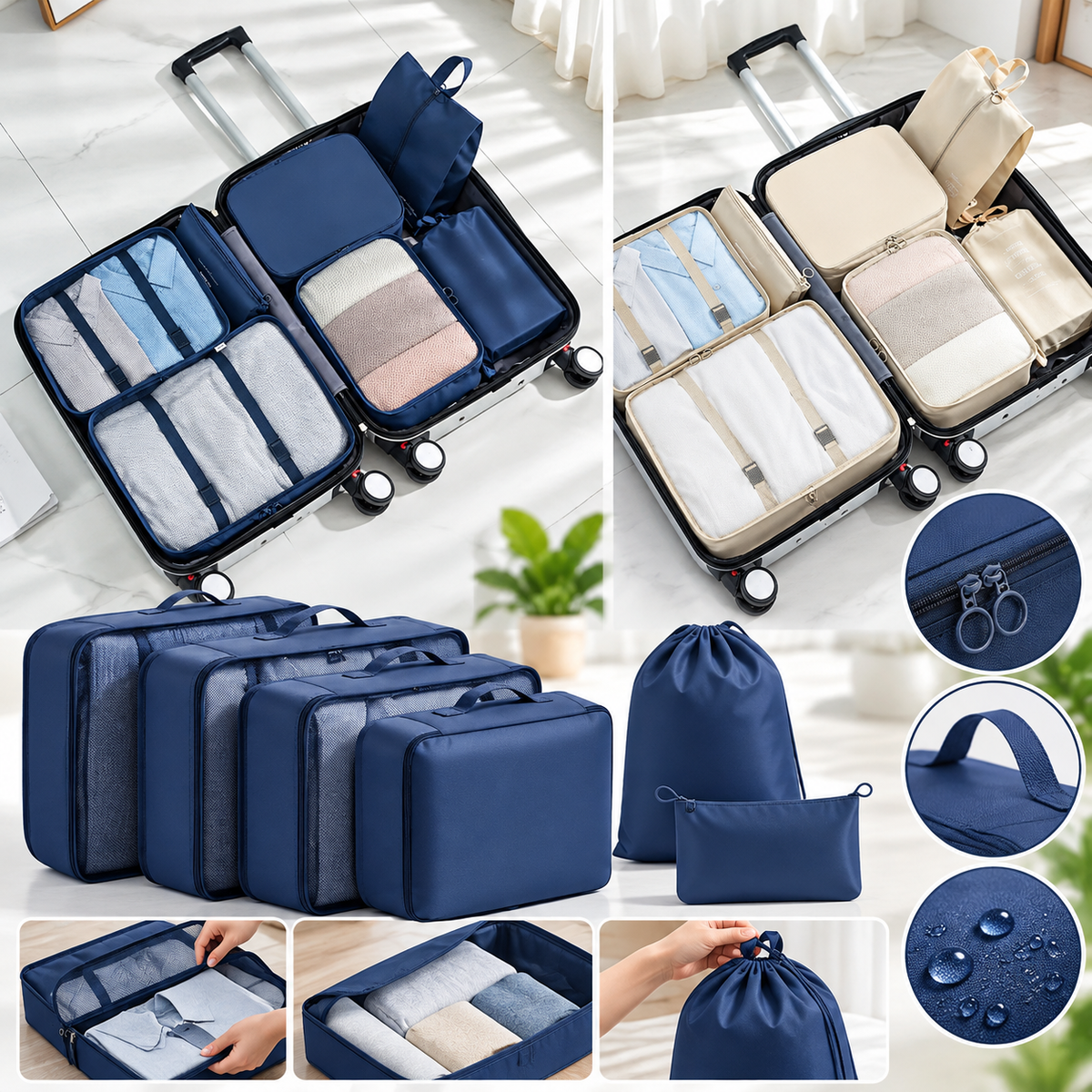 6-Piece Travel Packing Cubes &amp; Luggage Organiser Set