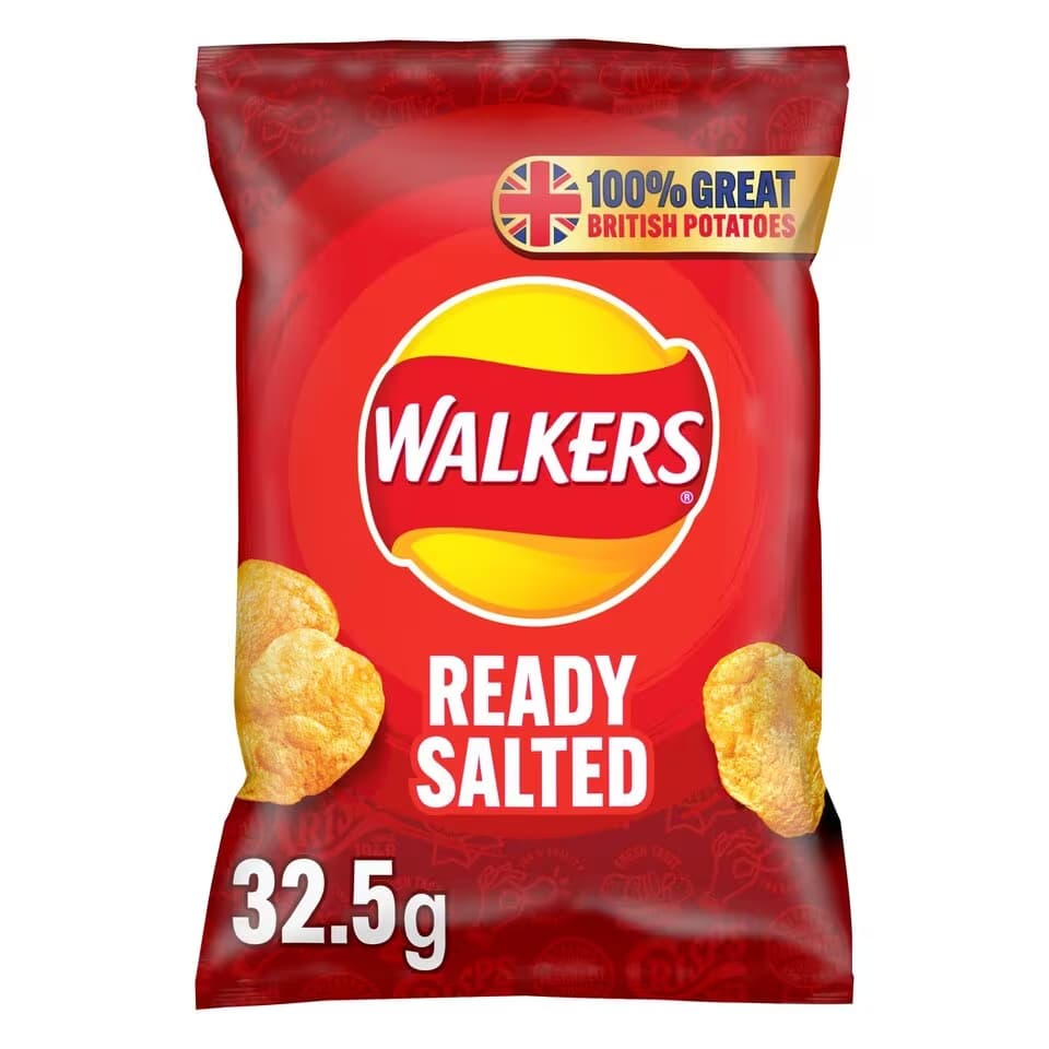 Walkers Ready Salted Crisps 32.5g Pack size: Case of 32