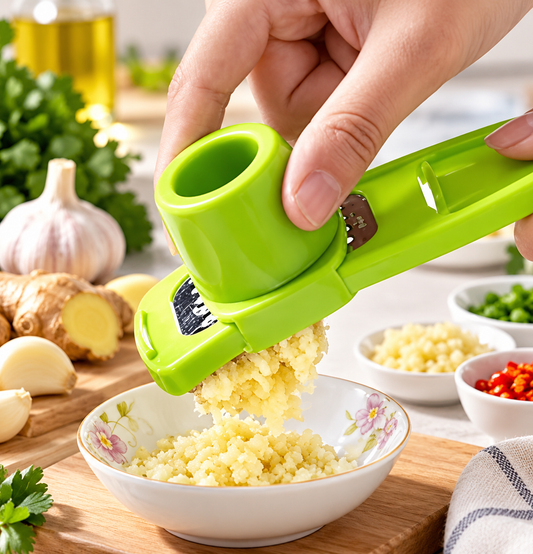 Mini Manual Garlic Press &amp; Grinder – Green Kitchen Gadget