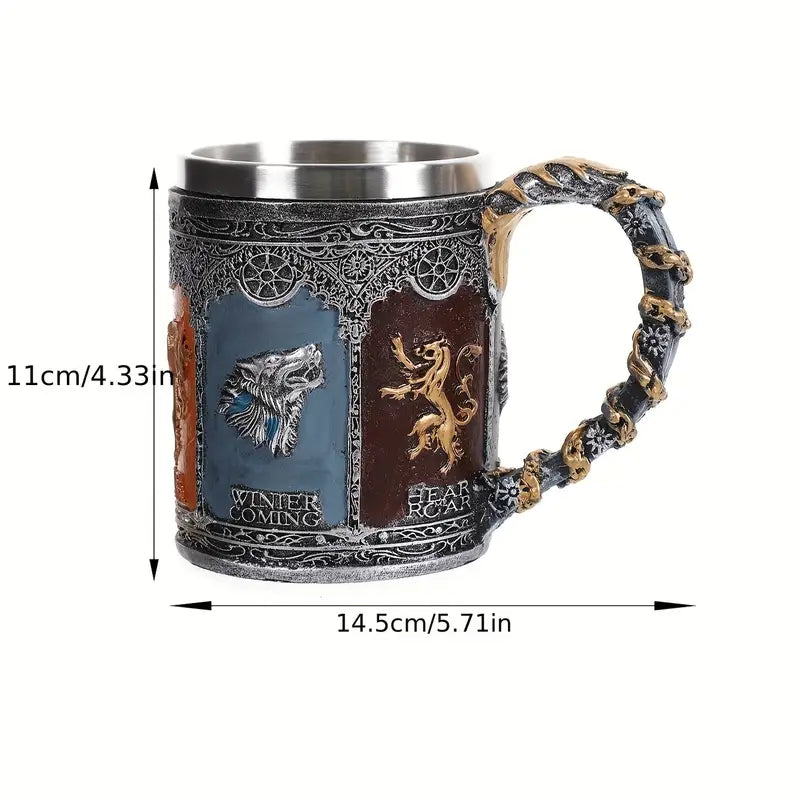 Vintage Lion-Shaped Stainless Steel Mug