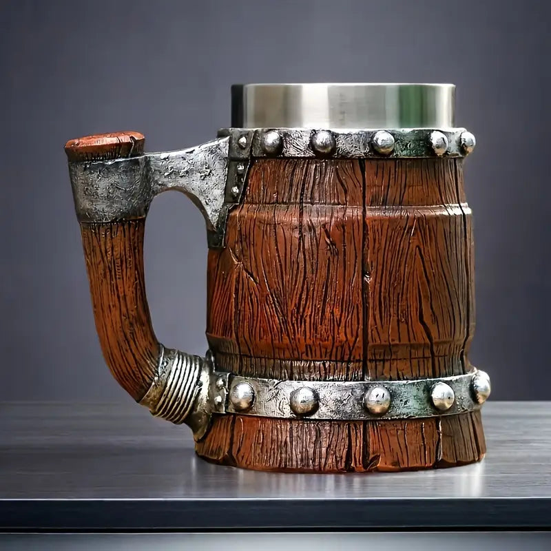 Rustic Warrior Wooden Barrel Mug