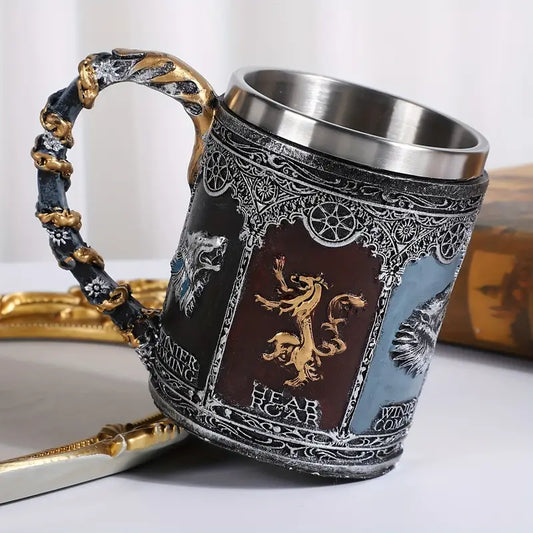 Vintage Lion-Shaped Stainless Steel Mug