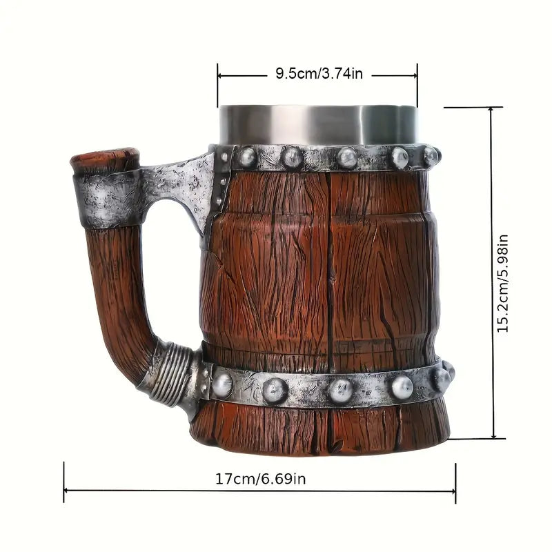 Rustic Warrior Wooden Barrel Mug