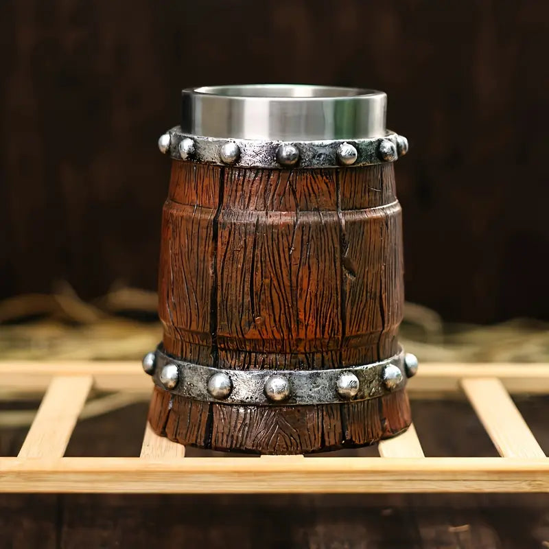 Rustic Warrior Wooden Barrel Mug
