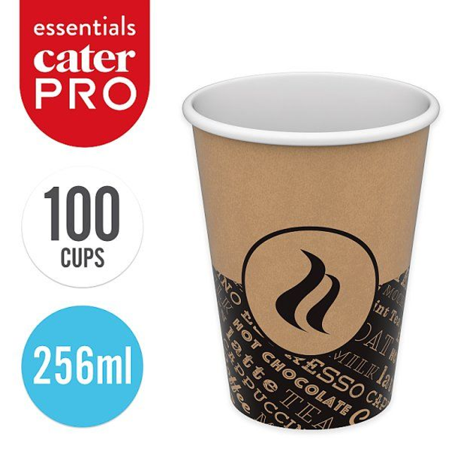 CaterPro Essentials 100 PE Lined Paper Single Wall Cups 256ml Case of 18 x 100s