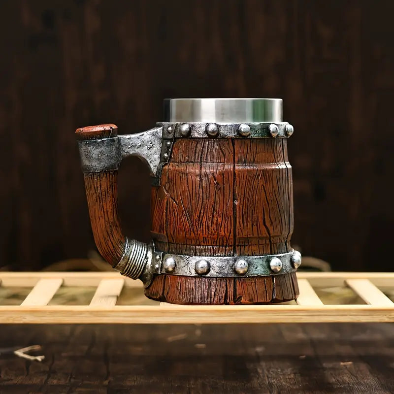 Rustic Warrior Wooden Barrel Mug