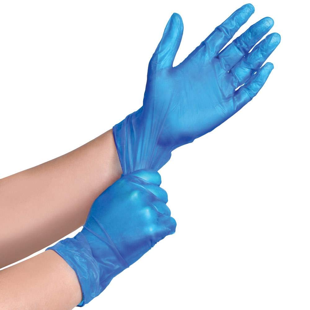 Clearly 100 Blue Vinyl Powder-Free Gloves Large