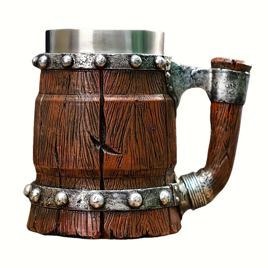 Rustic Warrior Wooden Barrel Mug