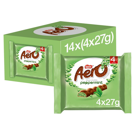Aero Bubbly Peppermint Mint Chocolate Bar Multipack 27g 4 Pack Pack size: Case of 14
