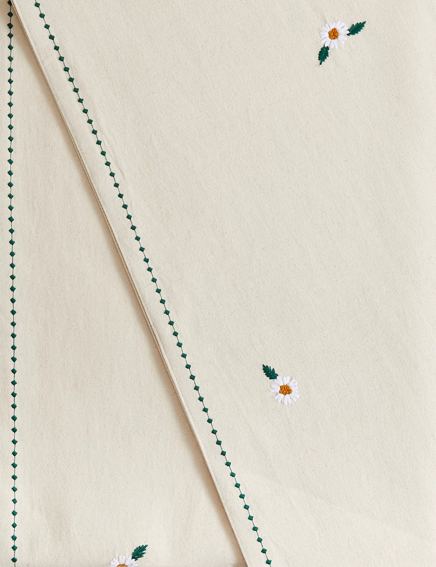 Pure Cotton Daisy Embroidered Table Runner