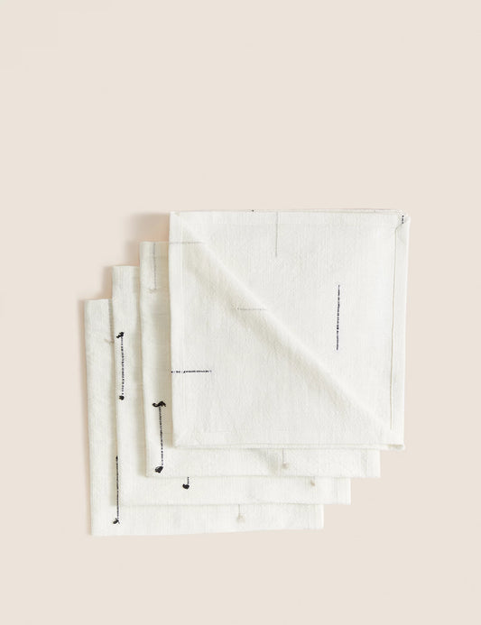 Set of 4 Cotton Embroidered Napkins