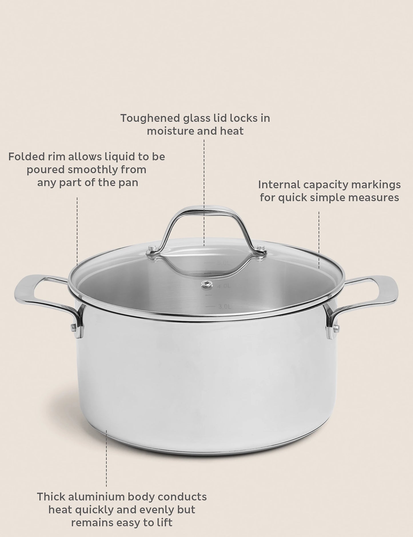 Stainless Steel 24cm Medium Stock Pot