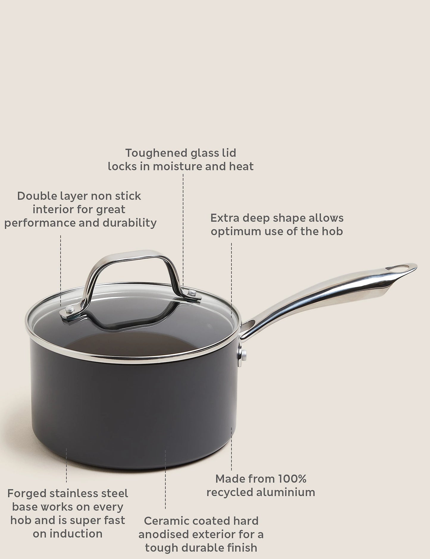 Hard Anodised 16cm Saucepan