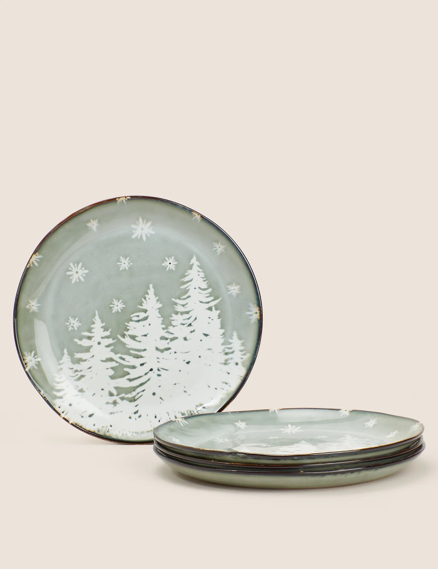 Set of 4 Christmas Tree Side Plates