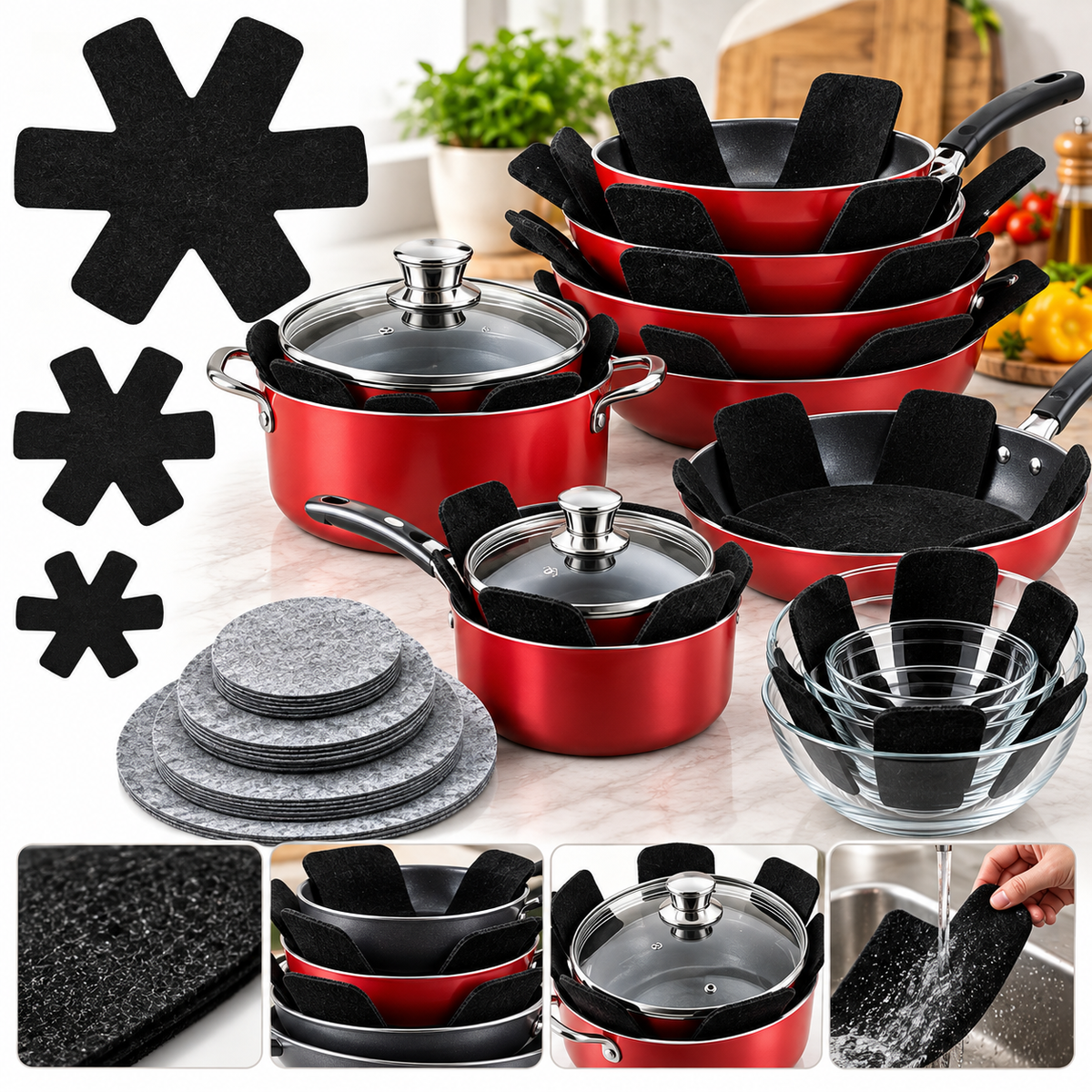 11-Piece Felt Pan &amp; Cookware Protector Set
