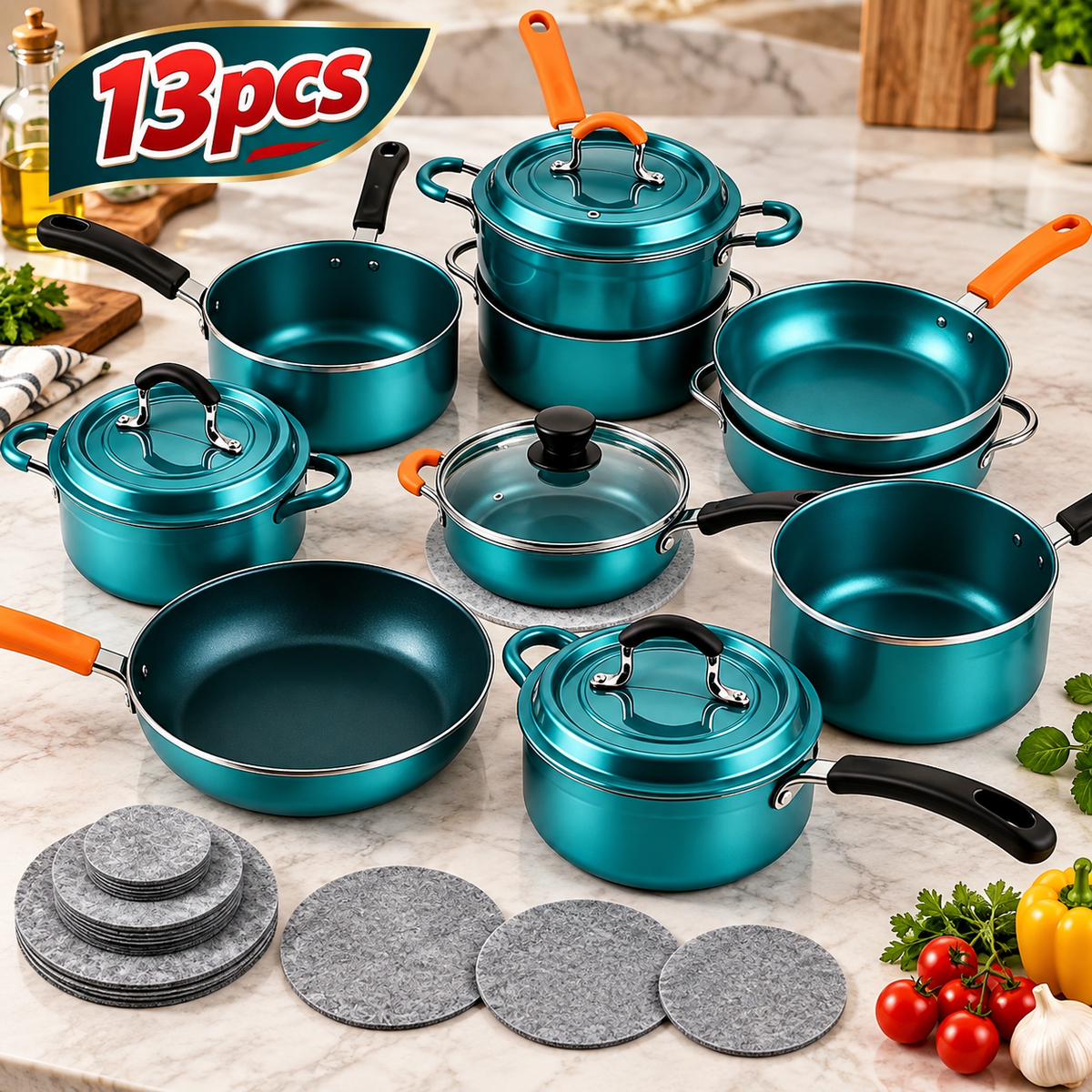 13-Piece Felt Cookware &amp; Pan Protector Set