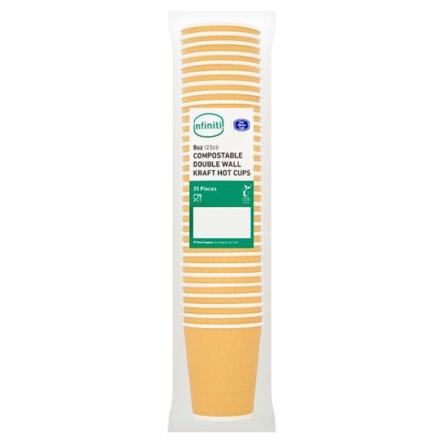 Infiniti Compostable Double Wall Kraft Hot Cups 8oz (23cl) Case of 20 x 35pk
