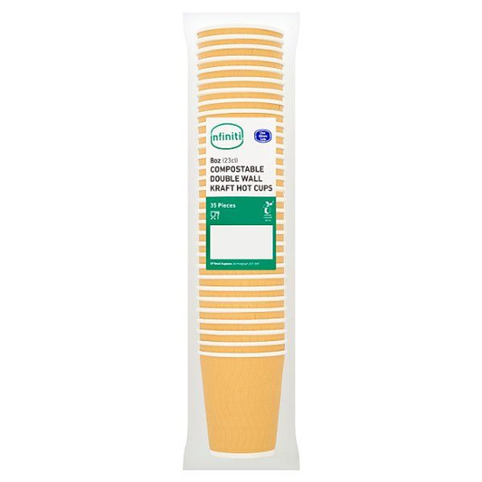 Infiniti Compostable Double Wall Kraft Hot Cups 8oz (23cl) Case of 20 x 35pk