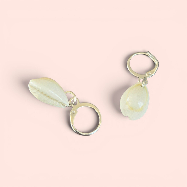 Natural Cowrie Shell Leverback Earrings